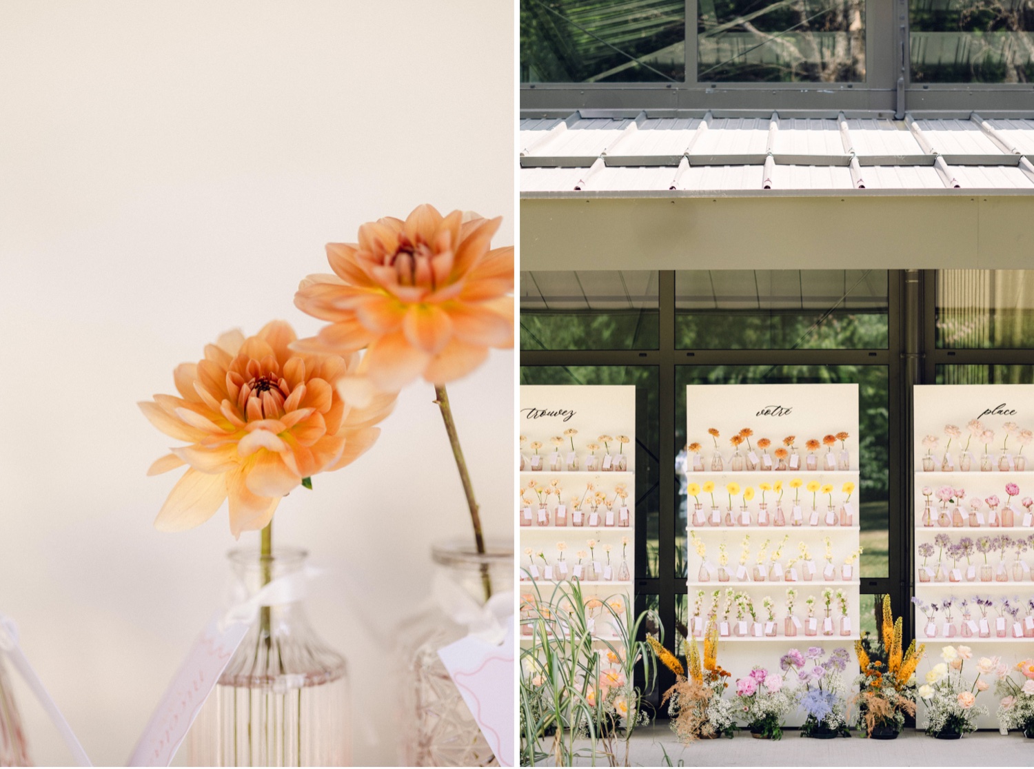 plan de table et décoration de réception à la Villa des Hêtres Pourpres