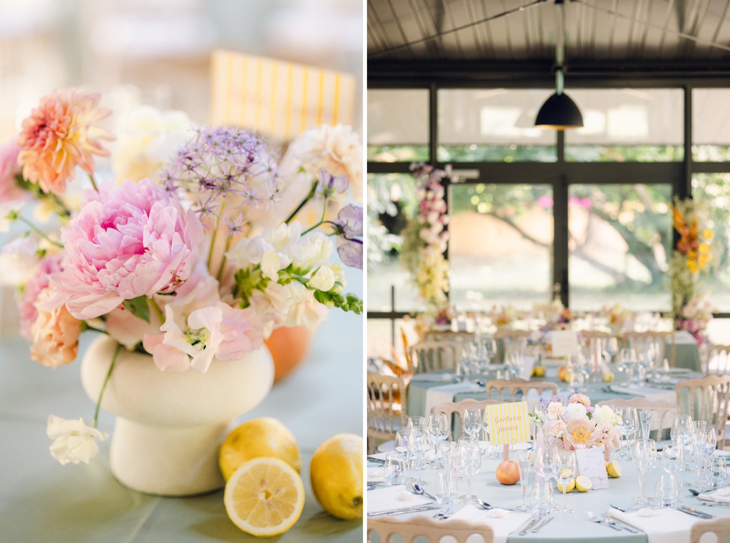 centre de table floral avec décoration élégante et estivale