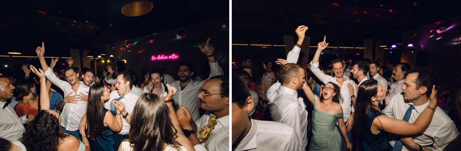 ambiance festive sur la piste de danse lors du mariage