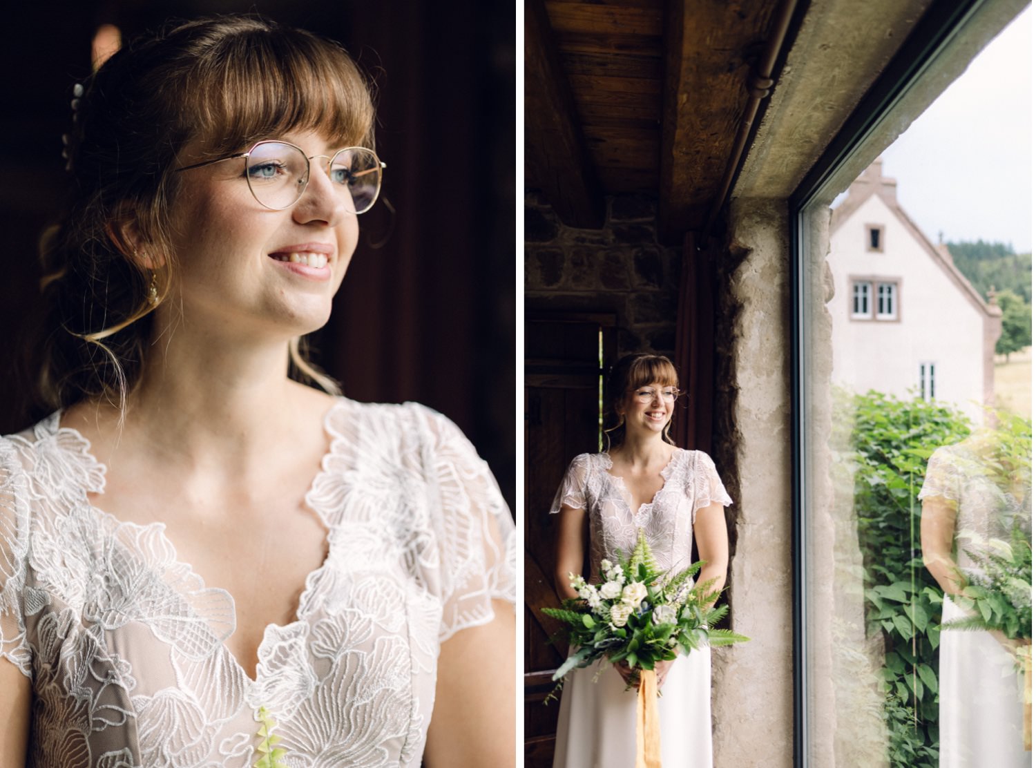 Portrait de la mariée pendant les préparatifs